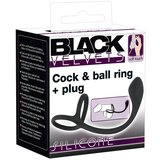 Black Velvets Silicone Cock & Ball Ring + Plug Cene