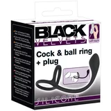 Black Velvets Silicone Cock & Ball Ring + Plug