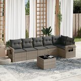 Maison Chic Seti vrtnega pohištva - Vrtna garnitura - Vrtni pohištvo set 7-delna z blazinami siv poli ratan, (21798821) | Shoptok.si
