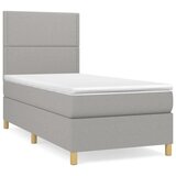 vidaXL Box spring postelja z vzmetnico svetlo siva 90x200 cm blago, (20898535) Cene