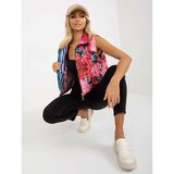 Fashion Hunters Pink short vest with flowers with pockets Cene