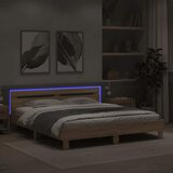  Okvir za krevet s uzglavljem i LED boja hrasta sonome 160x200cm | shoptok.hr