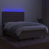  Krevet box spring s madracem LED smeđesivi 140x190 cm tkanina | shoptok.hr