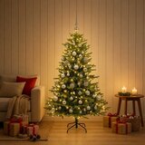  Umjetno božićno drvce s kuglicom 120 cm 150 LED lampica - Zelena 120 cm s LED-ima i srebrnim lopticama | shoptok.hr