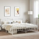 Maison Chic Kovinski Posteljni okvir - Dvoposteljna postelja - Zakonska postelja z vzglavjem in vznožjem bel 193x203 cm, (21697383) | Shoptok.si
