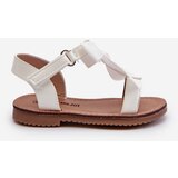 Boto White Kids' Patent Sandals with Bow and Velcro Strap Joratia | ePonuda.com