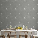  Tapeta - Cosmic Fireworks - Elegant pattern with moons and stars on a gray background. 50x1000 Vodootporna | shoptok.hr