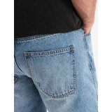 Ombre Men's short denim shorts with rips and holes - light blue | shoptok.hr