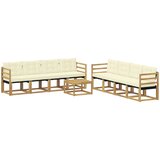 vidaXL Zunanja garnitura za sedenje z blazino 9 pcs Bela in krem, (5000280214) | Shoptok.si