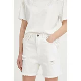 Answear Lab Pamučne traper kratke hlače boja: bijela, glatki materijal, visoki struk