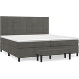  Krevet s oprugama i madracem tamnosivi 200x200 cm baršunasti | shoptok.hr