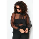 Trendyol Curve Black Sheer Look Tulle Blouse