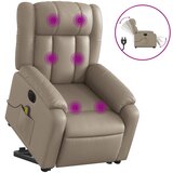 Maison Chic Električni masažni stol - Relax naslanjač s funkcijo vstajanja kapučino um. usnje, (22061673) | Shoptok.si