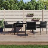 vidaXL Vrtni stoli z blazinami 4 kosi črni 54x61x83 cm poli ratan Cene