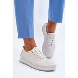 VINCEZA Leather Women's Sports Sneakers Beige Lalnai | shoptok.hr