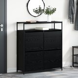 vidaXL Omara za čevlje s 4 preklopnimi predali Črni hrast 100x34x112 cm | Shoptok.si