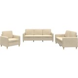 Maison Chic Sedežna garnitura - kavč 3-delna z blazinami krem blago, (21728149) | Shoptok.si