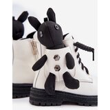 Kesi Leather insulated children's ankle boots with zipper with Vinceza bear white | shoptok.hr
