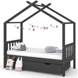Maison Chic Otroška postelja - Otroški ležaj - Otroški posteljni okvir s predalom temno siva borovina 80x160cm, (21698411) | Shoptok.si