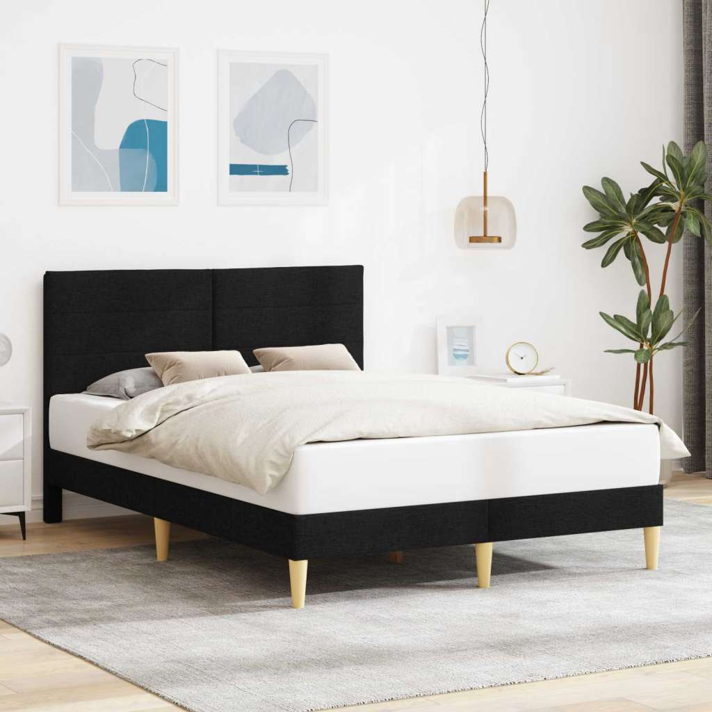  Okvir za krevet s uzglavljem Crna 140 x 200 cm tkanina - Crna 140 x 200 cm | shoptok.hr