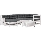  The Living Store Vrtna sedežna garnitura 7-delna z blazinami bela trdna borovina - Vrtna Sedežna Garnitura, (21446780) | Shoptok.si