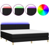 vidaXL Box spring postelja z vzmetnico LED črna 180x200 cm blago, (20790039) Cene