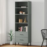 vidaXL Knjižna omara z 2 predaloma siva 60x35x180 cm trden les OSLO Cene