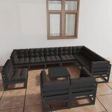The Living Store Vrtna sedežna garnitura 11-delna z blazinami trdna borovina - Vrtna Sedežna Garnitura, (21463523) Cene