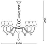 Ideal Lux luster na lancu blanche 6xE14/4W/230V prečnik 75 cm crni | Eponuda.com