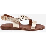 Boto Ladies leather sandals on flat heel Zazoo 3688 gold | ePonuda.com