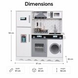 Ginger Home Dečija drvena kuhinja sa frižiderom, sudoperom sa tekuc?om vodom, mikrotalasnom pec?nicom, mašinom za pranje veša i elektronsk | Eponuda.com