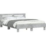  Okvir kreveta s uzglavljem siva boja betona 140x190 cm drveni | shoptok.hr