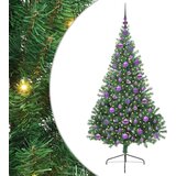 vidaXL Umjetno predsvijetljeno božićno drvce Zelena 180 cm PVC | shoptok.hr