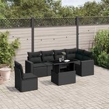 Maison Chic Seti vrtnega pohištva - Vrtna garnitura - Vrtni pohištvo set 7-delna z blazinami črn poli ratan, (21803719) | Shoptok.si