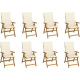  Sklopive stolice s jastucima 8 kom. Masivno bagremovo drvo Krema 120 x 50 x 3 cm | shoptok.hr