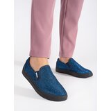Shelvt Blue glitter slip on sneakers | Shoptok.si