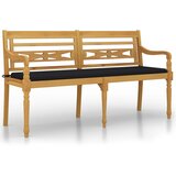 vidaXL Klop Batavia s črno blazino 150 cm trdna tikovina, (20658416) | Shoptok.si