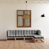 Maison Chic Seti vrtnega pohištva - Vrtna garnitura - Vrtni pohištvo set 5-delna z blazinami trdna borovina, (21815661) | Shoptok.si