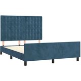 Posteljni okvir z vzglavjem temno moder 140x190 cm žamet, (20906120) | Shoptok.si