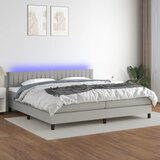 Maison Chic Box spring postelja - Vzmetna postelja z vzmetnico LED sv. siva 200x200 cm blago SL16242, (21901477) | Shoptok.si