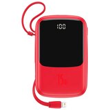 Power Bank BASEUS QPow - 10,000mAh LCD Quick Charge PD 15W s kabelom za Lightning 8-pin crveni PPQD-B09 | shoptok.hr