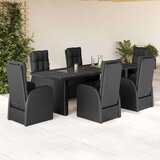 vidaXL 7-dijelni vrtni blagovaonski set s jastucima crni od poliratana | shoptok.hr