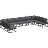 vidaXL Sjedeća garnitura za vrt 10 pcs Crna 423 x 211.5 x 71 cm | shoptok.hr