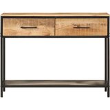 vidaXL Konzolni stol 100 x 35 x 76 cm od masivnog drva manga i željeza | shoptok.hr