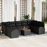 vidaXL set vrtnih sofa od 10 komada s jastučićima crna poli ratan akacija Cijene