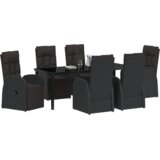 vidaXL 7-dijelni set za objedovanje u vrtu s jastučićima crni poli ratan | shoptok.hr