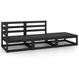 Maison Chic Seti vrtnega pohištva - Vrtna garnitura - Vrtni pohištvo set 3-delna črna trdna borovina, (21817047) | Shoptok.si