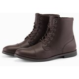 Ombre Men's eco leather shoes with insulated high upper - dark brown | ePonuda.com