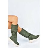 Fox Shoes Women's Green Suede Gathered Daily Boots cene