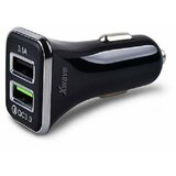 X Wave USB brzi AUTO punjač za mobilne, tablete, Dual 2 xUSB 3.1.A/2A/1.5A utičnica 5/9/12V Crna Cene
